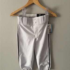 Youth White Baseball Pants with Black Side Stripe